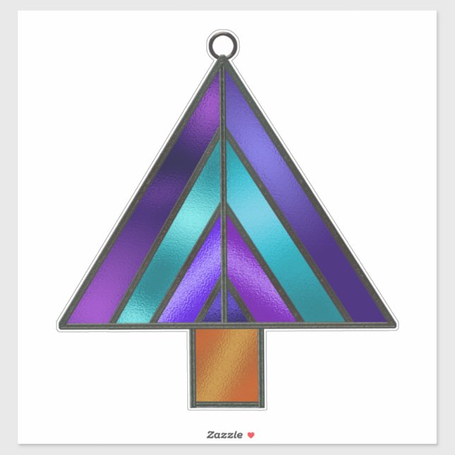 Purple Stained Glass Look Christmas Tree  Sticker (Sheet)