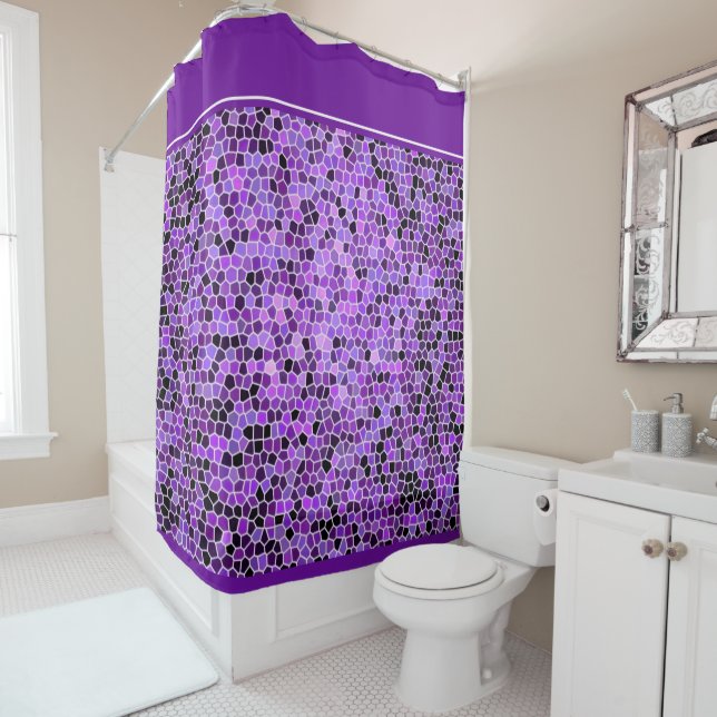 Purple stained glass shower curtain (In Situ)