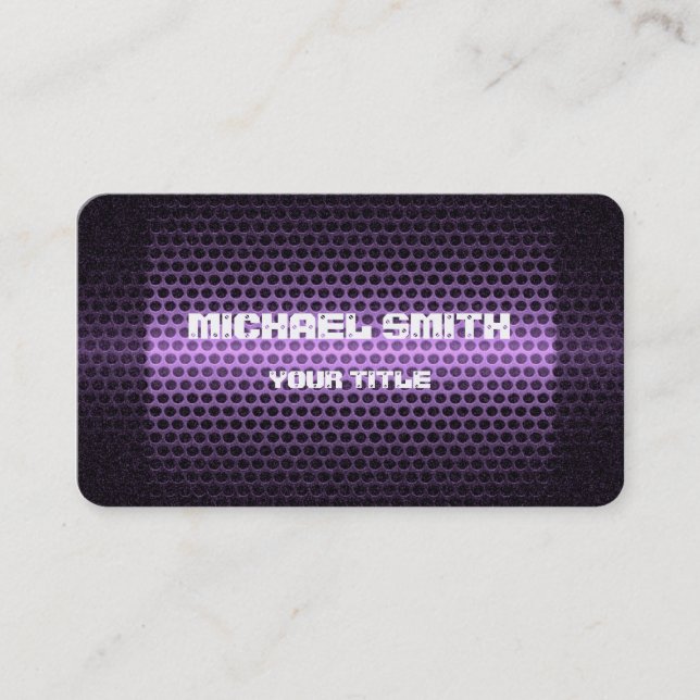 Purple Stainless Steel Metal Hole Business Card (Front)