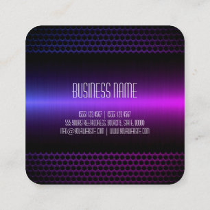 Purple Stainless Steel Metal Look Square Business Card
