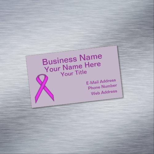 Purple Standard Ribbon Business Card Magnet