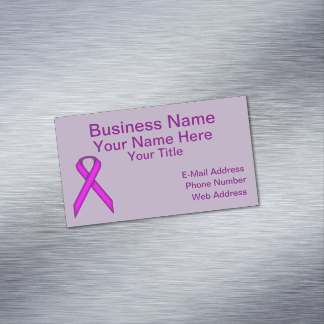 Purple Standard Ribbon Business Card Magnet (In Situ)