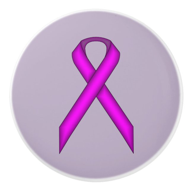 Purple Standard Ribbon by Kenneth Yoncich Ceramic Knob (Front)