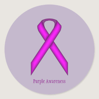 Purple Standard Ribbon by Kenneth Yoncich Classic Round Sticker