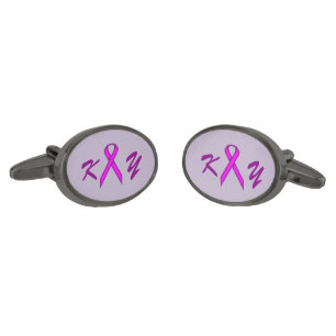 Purple Standard Ribbon by Kenneth Yoncich Cufflinks