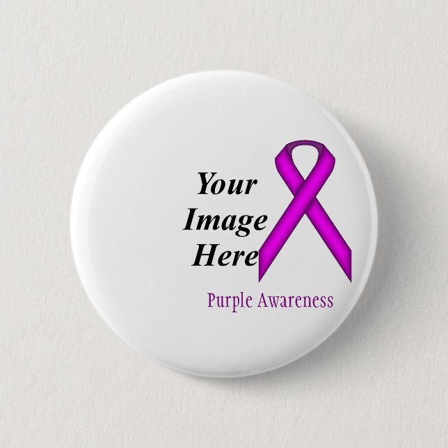 Purple Standard Ribbon by Kenneth Yoncich Pinback Button (Front)