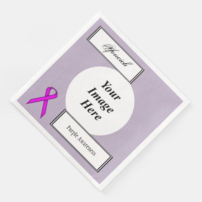 Purple Standard Ribbon Template by Kenneth Yoncich Paper Dinner Napkins (Corner)