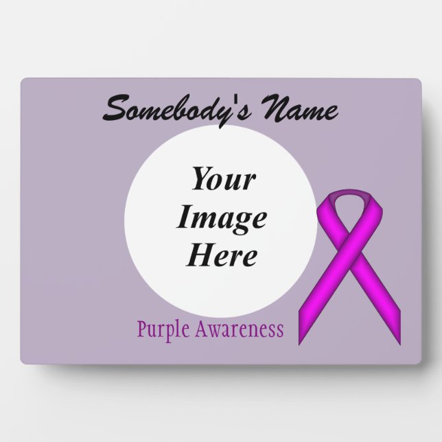 Purple Standard Ribbon Template by Kenneth Yoncich Plaque (Front)