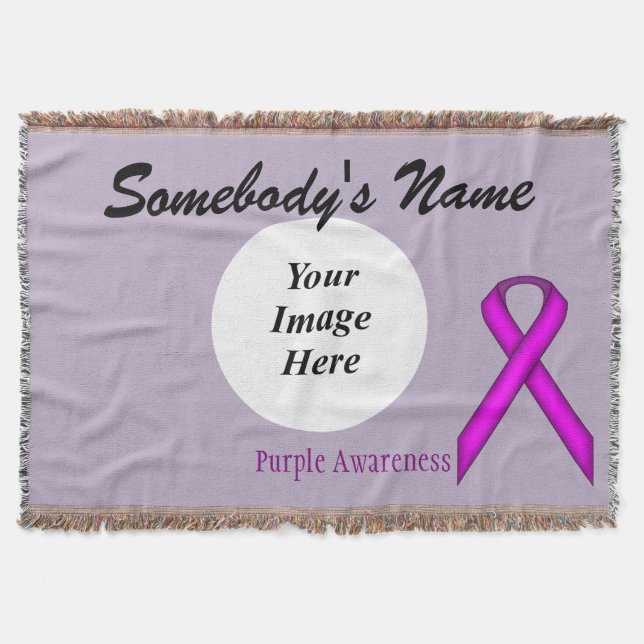 Purple Standard Ribbon Template by Kenneth Yoncich Throw Blanket (Front)