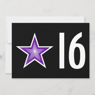 Purple Star '16' birthday invitation black