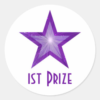 Purple Star '1st Prize' round sticker white
