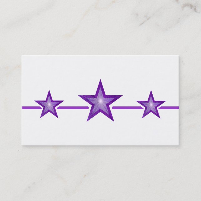 Purple Star 3 stars business card white (Front)