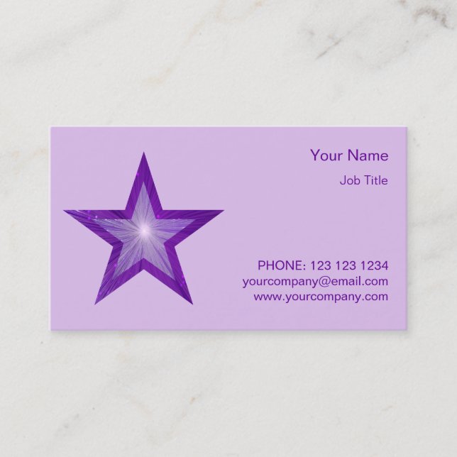 Purple Star business card side star pale purple (Front)