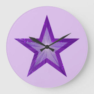 Purple Star clock round pale purple