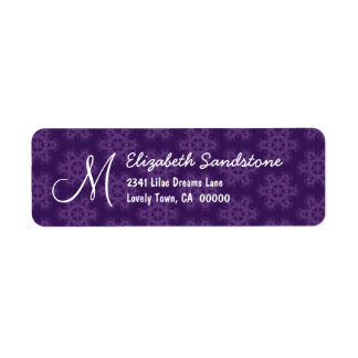 Purple Star Flowers Monogram H201 Label