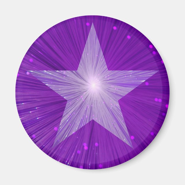 Purple Star fridge magnet round (Front)