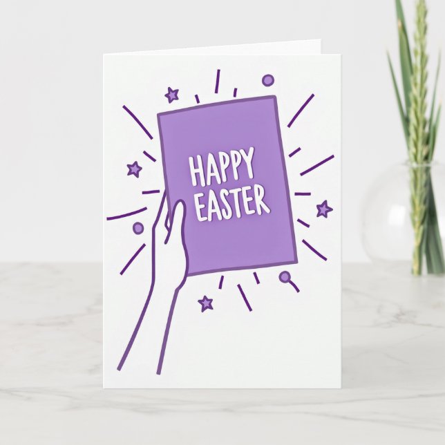 Purple Star Happy Easter Card (Front)
