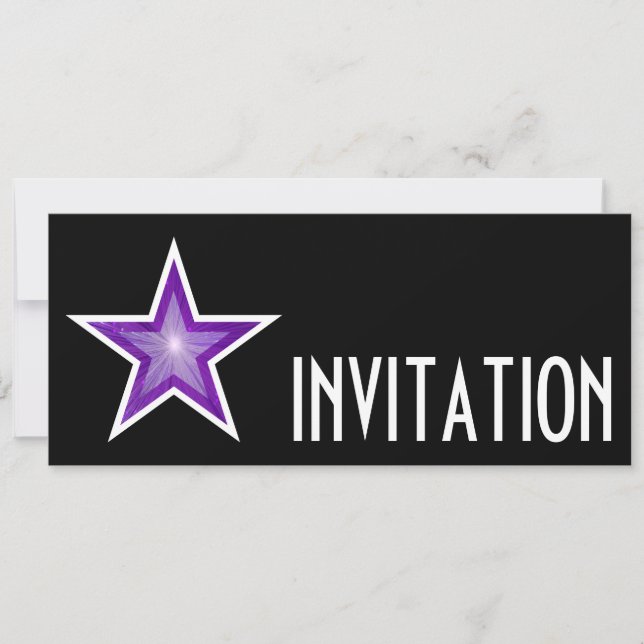 Purple Star 'INVITATION' black long Invitation (Front)