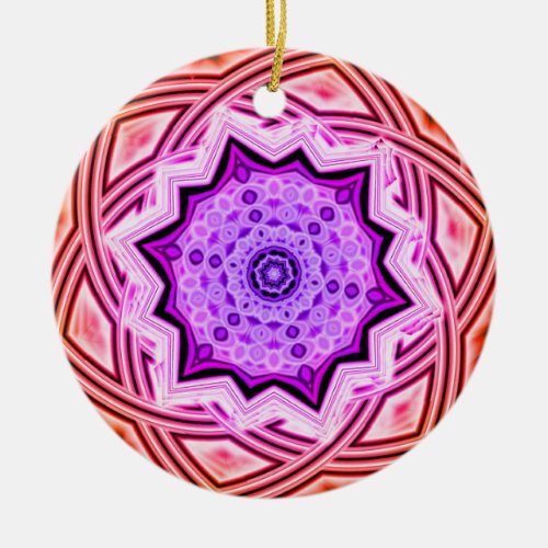 Purple Star Mandala Ceramic Ornament
