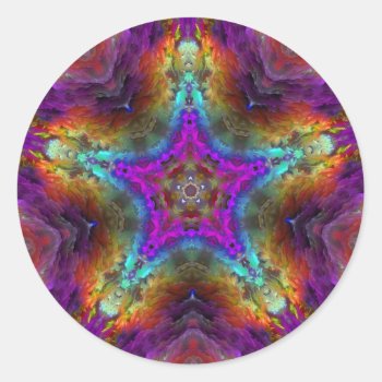 Purple Star Mandala Classic Round Sticker by RosaAzulStudio at Zazzle