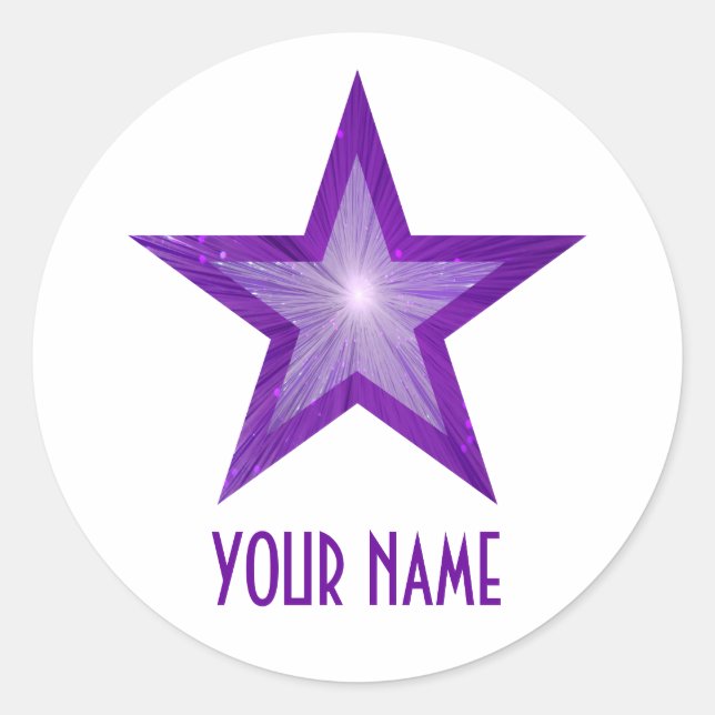 Purple Star 'Name' round sticker white (Front)