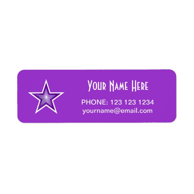 Purple Star 'Name' text label small purple (Front)
