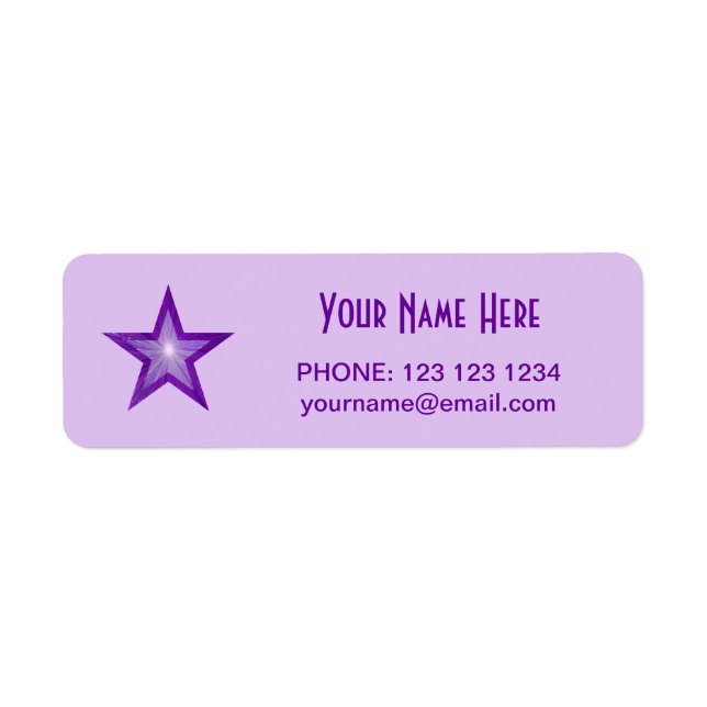 Purple Star 'Name' text small pale purple Label (Front)