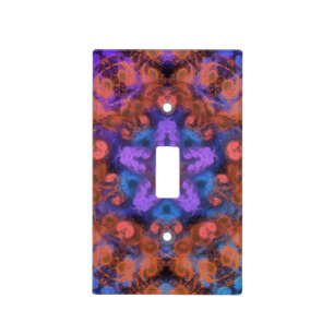 Purple Star & Orange Swirl Trip Abstract Painting Light Switch Cover