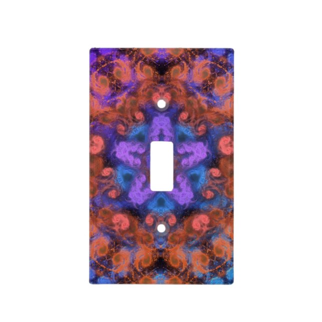 Purple Star & Orange Swirl Trip Abstract Painting Light Switch Cover (Front)