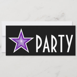 Purple Star 'PARTY' invitation black long