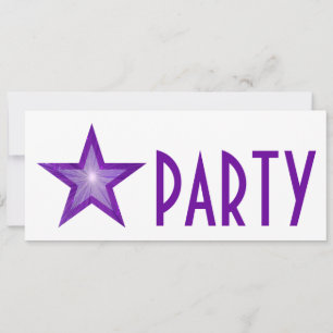 Purple Star 'PARTY' invitation white long