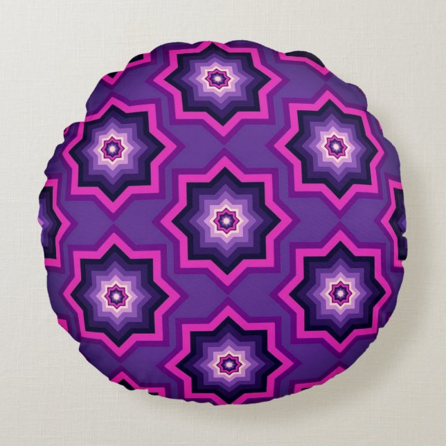 Purple Star Round Throw Pillow (Front)