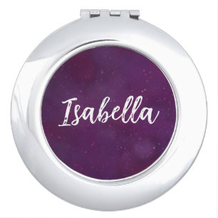 Purple star sky compact mirror