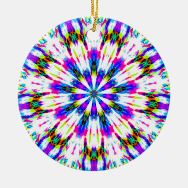 Purple Star Snowflake  Ceramic Ornament (Front)