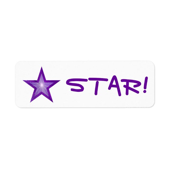 Purple Star "STAR!" label small white (Front)