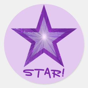 Purple Star 'STAR!' round sticker pale purple