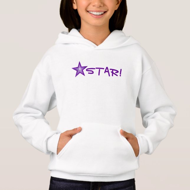 Purple Star 'STAR!' small star front  & back Hoodie (Front)