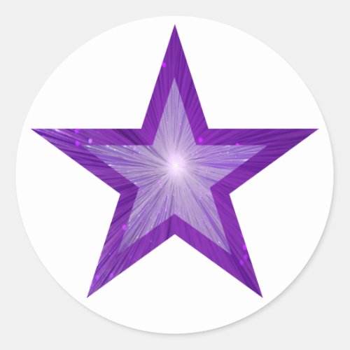 Purple Star sticker round white