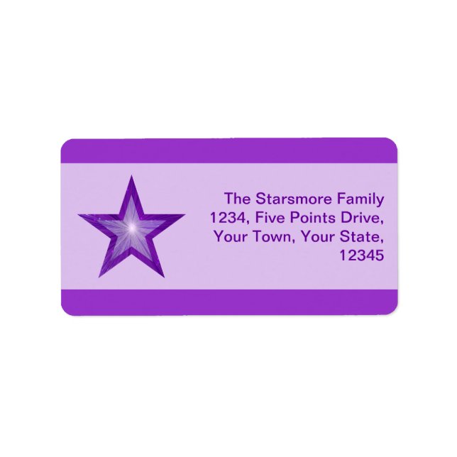 Purple Star stripe address label medium purple (Front)