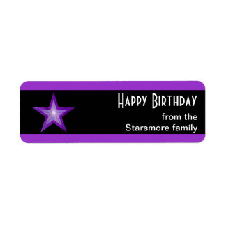 Purple Star stripe 'Happy Birthday' text black Label