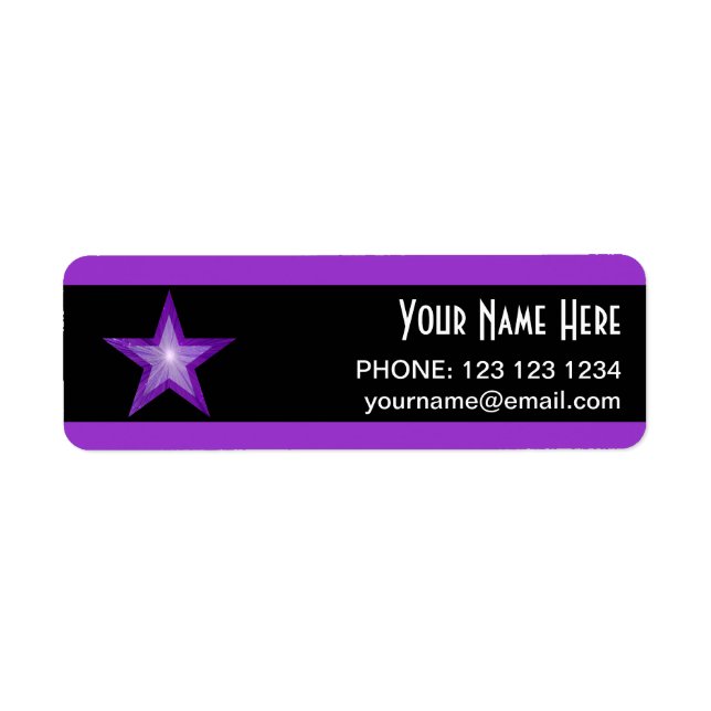 Purple Star stripe 'Name' text label small black (Front)