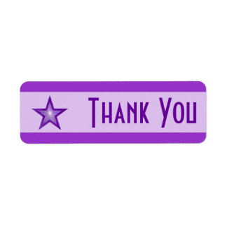 Purple Star stripe 'Thank you' small pale purple Label