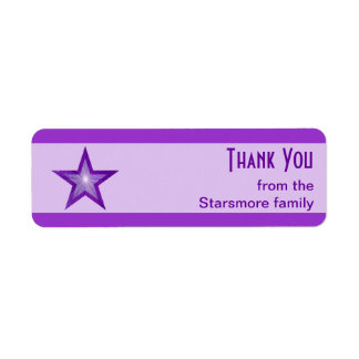Purple Star stripe Thank You text small pale Label