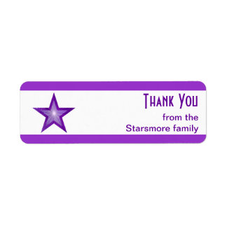 Purple Star stripe 'Thank You' text small white Label