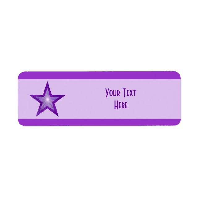 Purple Star stripe 'Your Text' pale purple Label (Front)