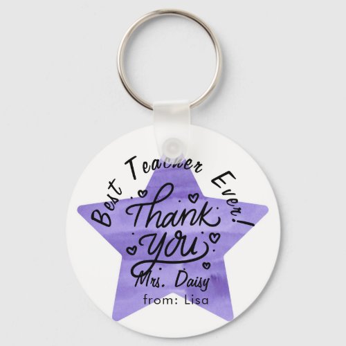 Purple Star Teacher Thank You Gift Keychain