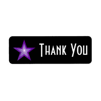 Purple Star 'Thank you' label small black
