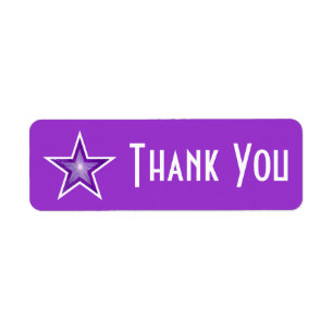 Purple Star 'Thank you' label small purple
