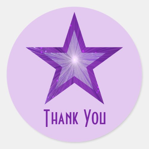 Purple Star Thank You round sticker pale purple