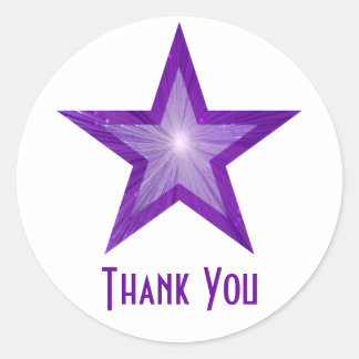 Purple Star "Thank You" round sticker white